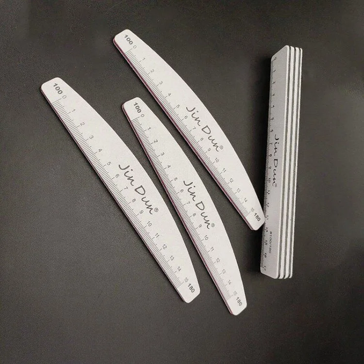 Factory Price Top Quality Many Grits Nail File Washable Gray Square Files Custom Printed Half Moon Foam File