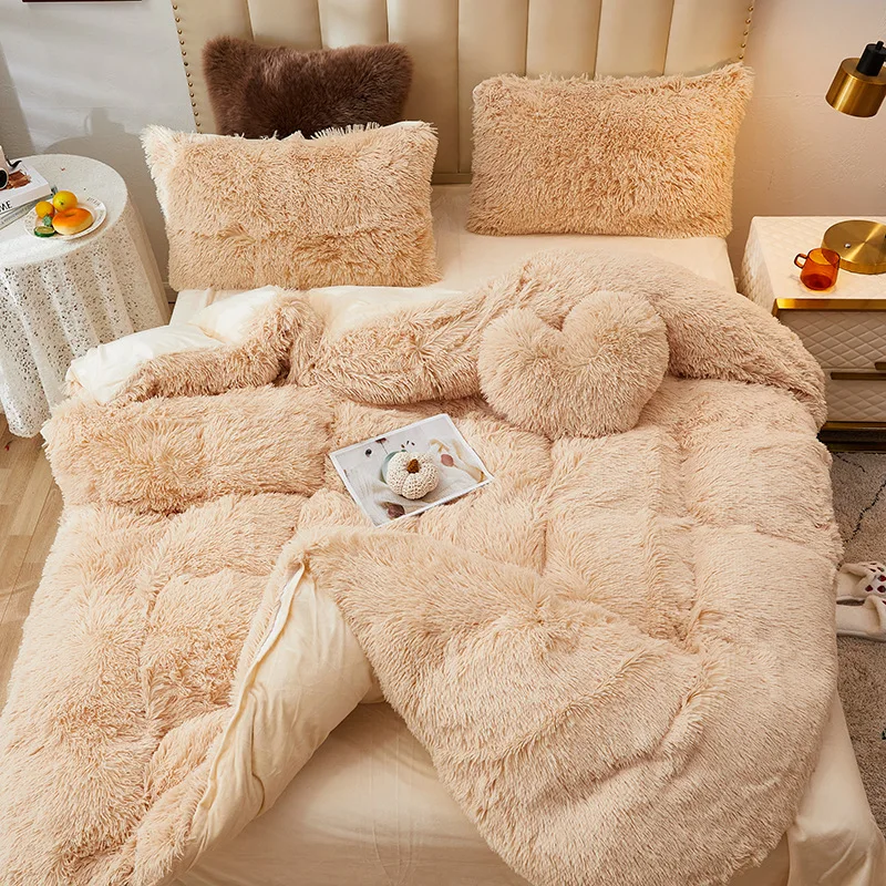 Winter coral fleece four-piece mink fleece thick double-sided fleece sheets plush duvet cover flannel bedding