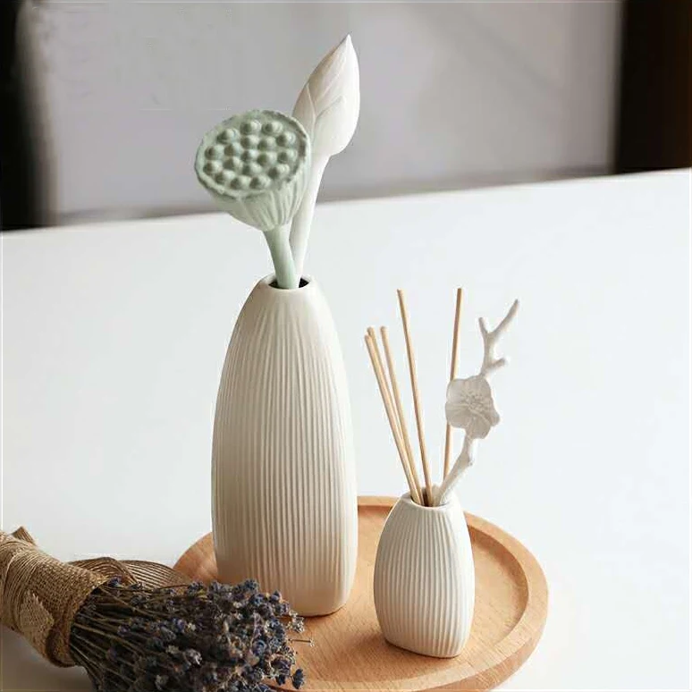 Ceramic Reed Diffuser Bottle with embossed lines