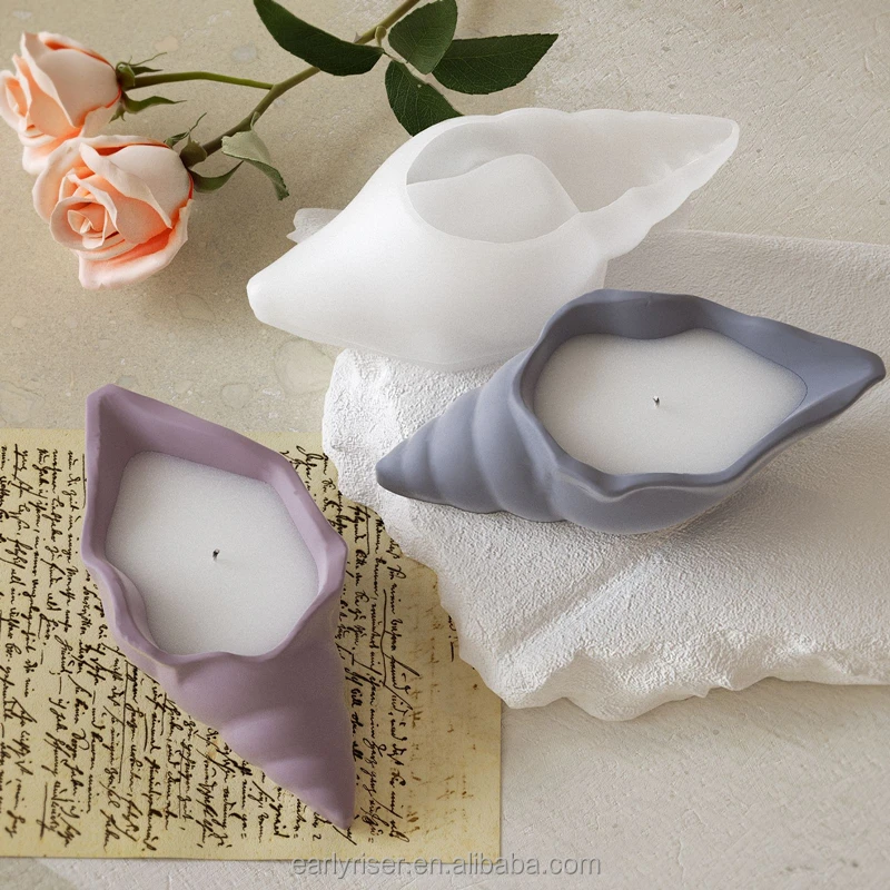 Early Riser DIY Resin Conch Storage Box Table Aromatherapy Candle Cup Gypsum Flower Pot Flower Silicone Mould