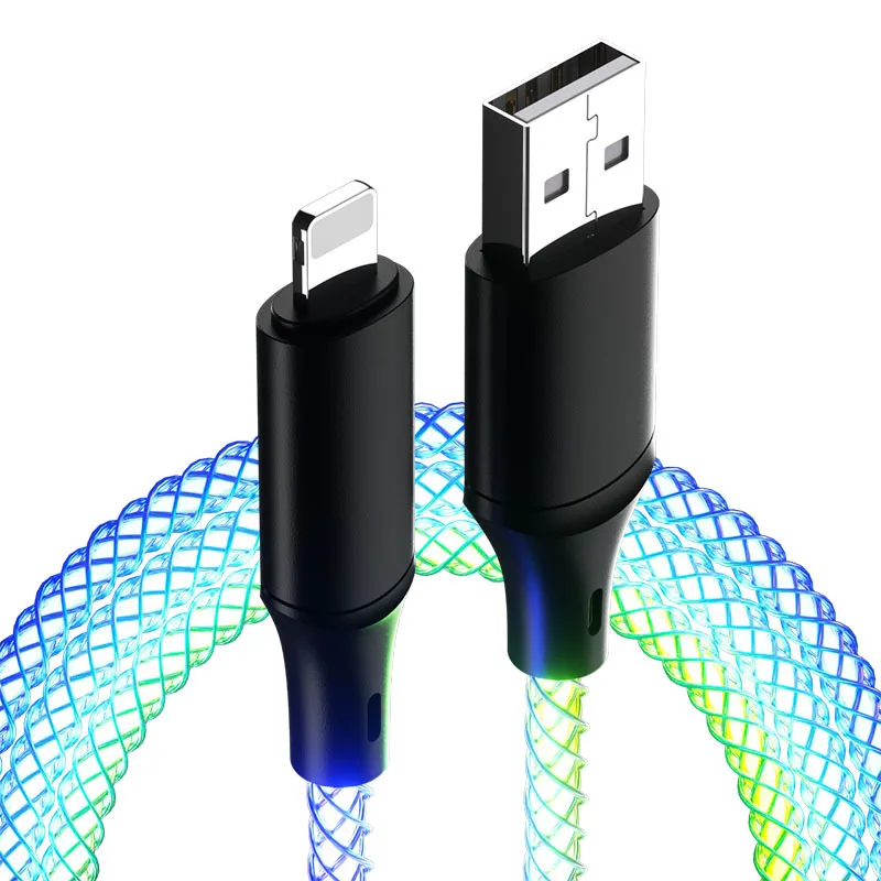 Colorful LED Shining 5Pin 8Pin 24Pin Flowing Light USB3.0 Data PD Charge RGB Cable USB A USB C to Micro Lighting Type-C