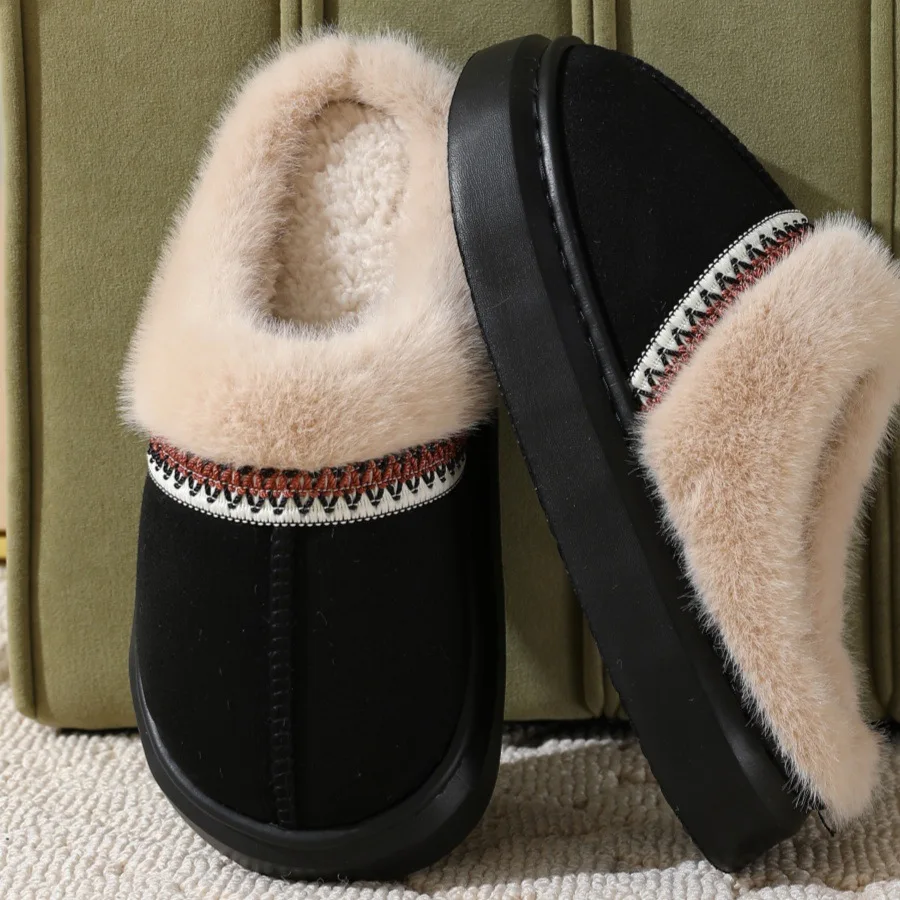 Wholesale Plush Slippers Thick Soled Outdoor Women Slippers for Warmth Thick Soled and Thick Shoes