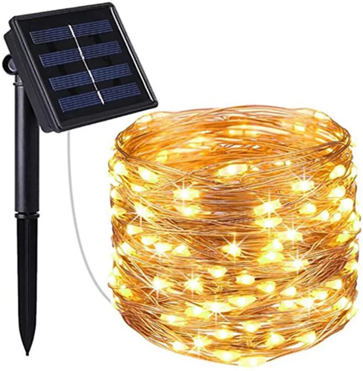 China supplier balcony garden atmosphere solar string lights 100 led copper led wire lights copper wire fairy lights