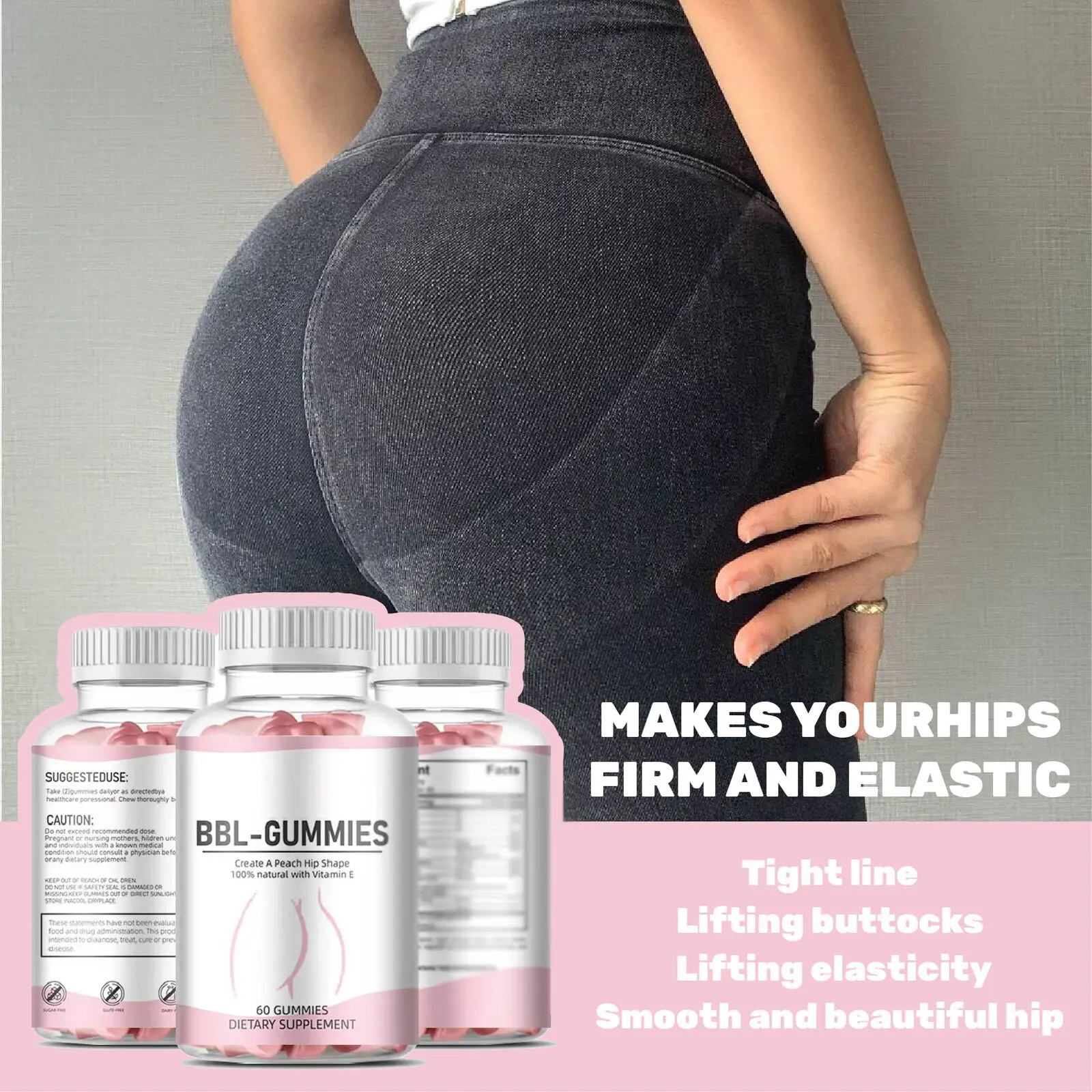 Butt Enlargement Gummies Sugar Free Butt and Hip Enlargement Gummy Pectin Natural BBL Gummies for women