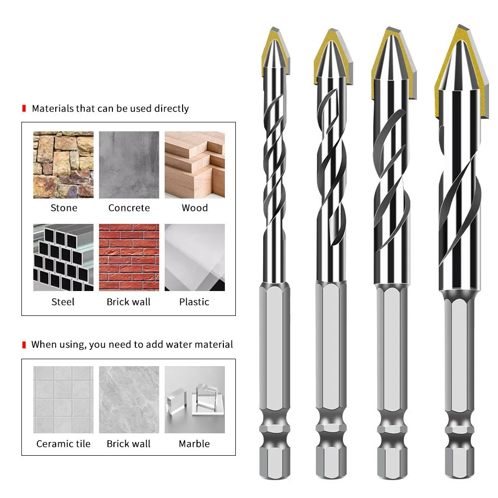 Hex Shank Eccentric Drill Bit Set for Brick Steel Tile Wood Glass Plastic Wall Mirror Masonry Concrete Drill Bit Set