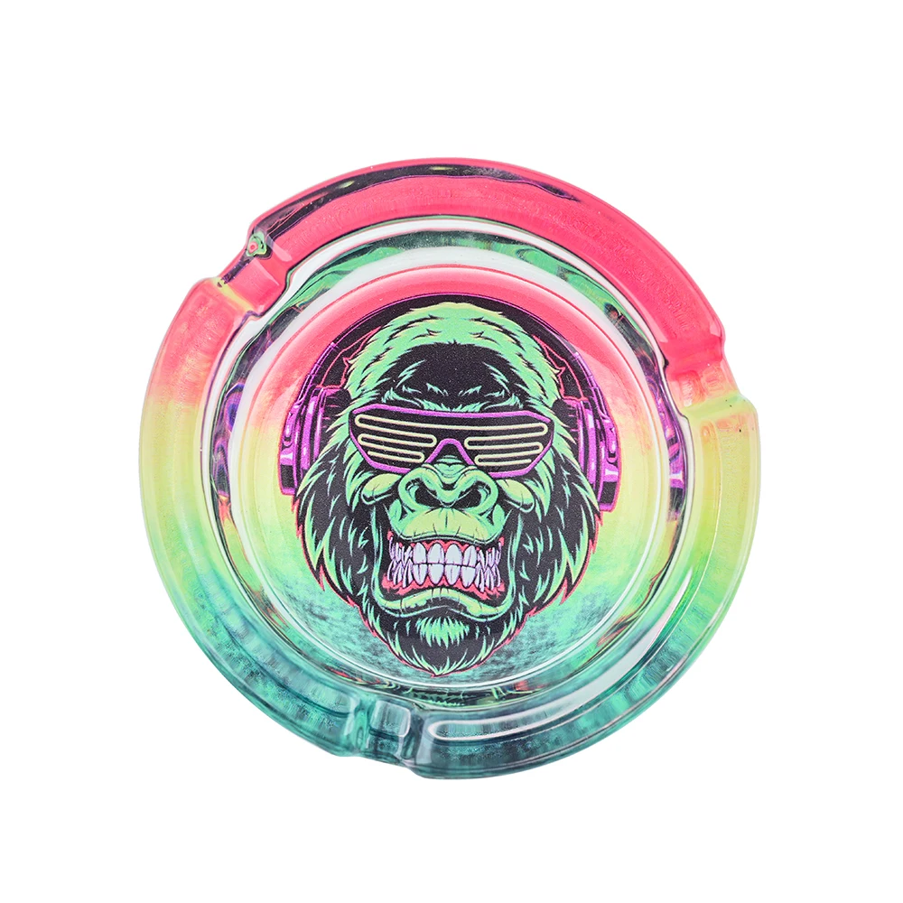 Customizable Luminous Pattern Logo Cartoon Round Thickening Transparent Glass Ashtray