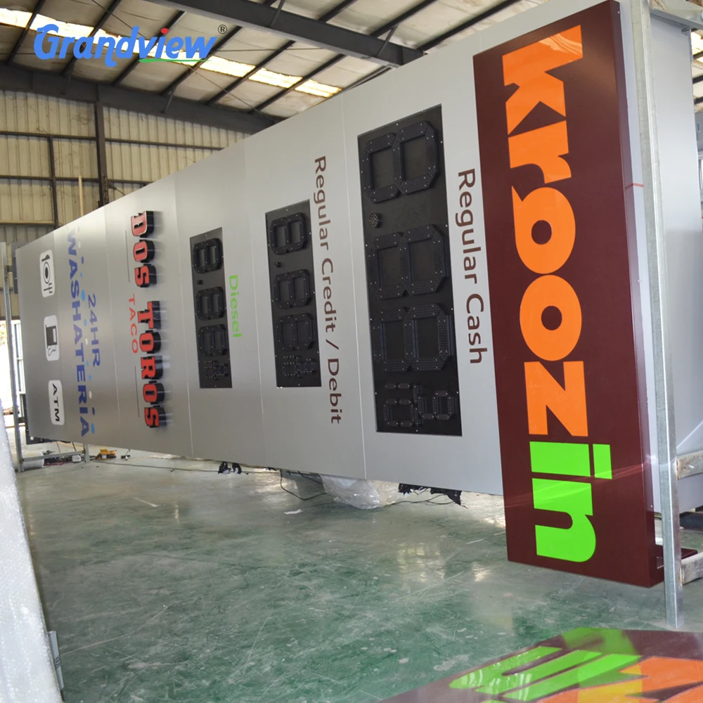 Дешевая цена наружный декоративный светодиодный дисплей пилоновый знак вывеска для заправочной