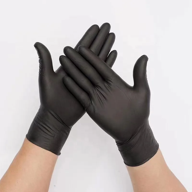 Wholesale Nitrile Gloves 9 Inches Barber Tattoo Shop Beauty Pink Glove Custom Box Powder Free Black Nitrile Gloves