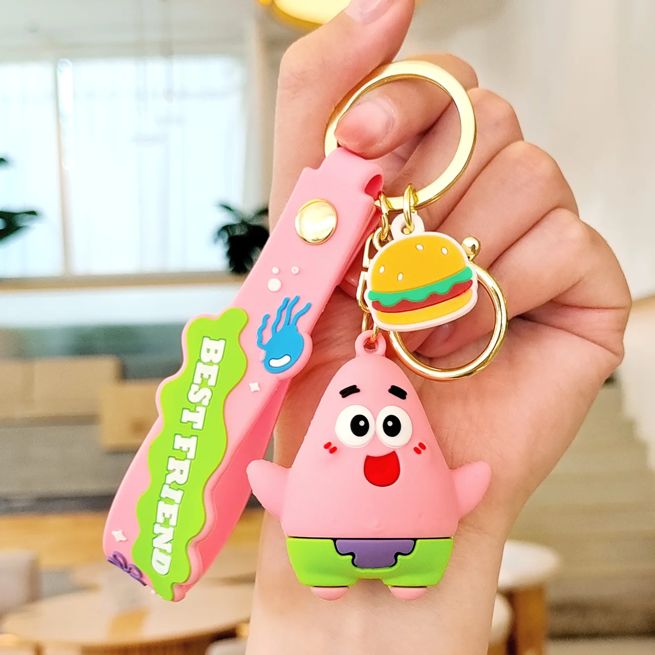 Cartoon cute SpongeBob Patrick Star PVC rubber Keychain bag pendant car key chain decoration key chain wholesale