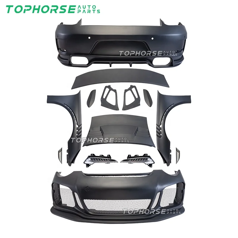 Pors-che 997 conversion to 991.1 GT3RS body kit bumper side fender carbon fiber kit