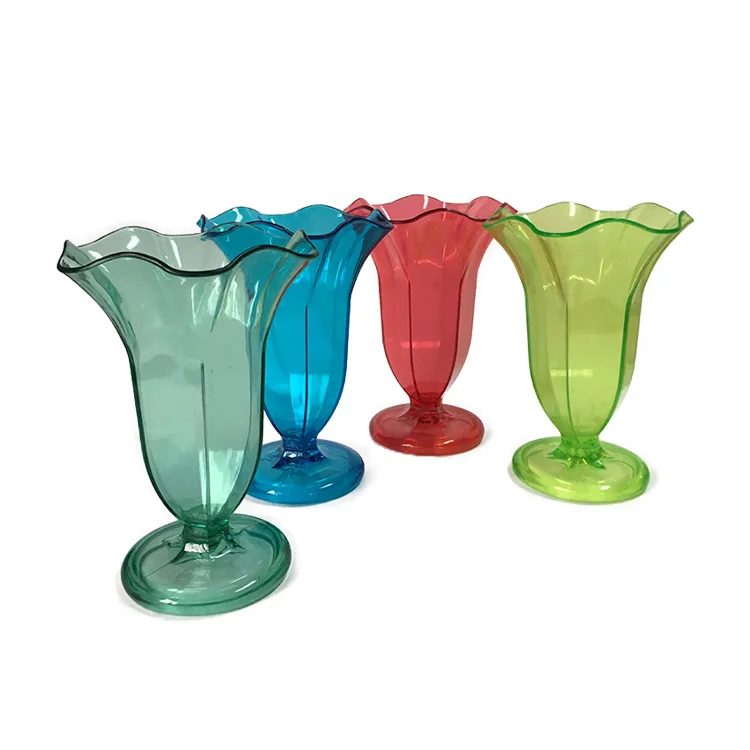 12oz Tall Tulip Shape Plastic Milkshake Cups Wholesale Sundae Cup And Ice Cream Dessert Cup