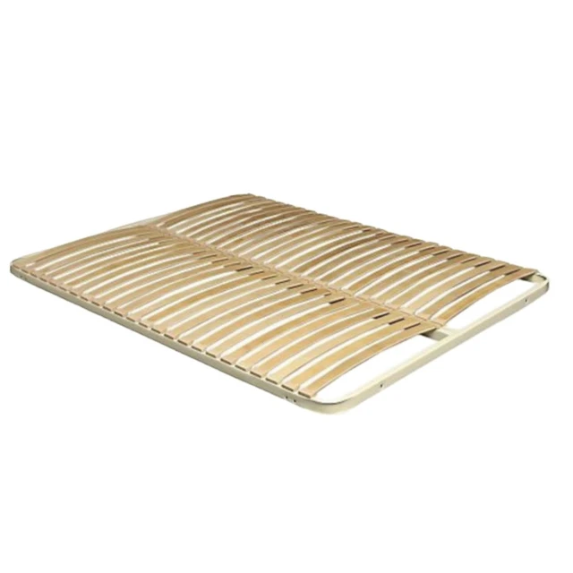 reinforced metal bed frame with birch slatted