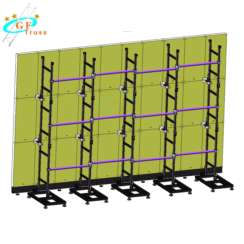 Length 5m Height 3m LED Video Displays Screen Wall Support Stacking Systems For 500X1000mm Cabinets