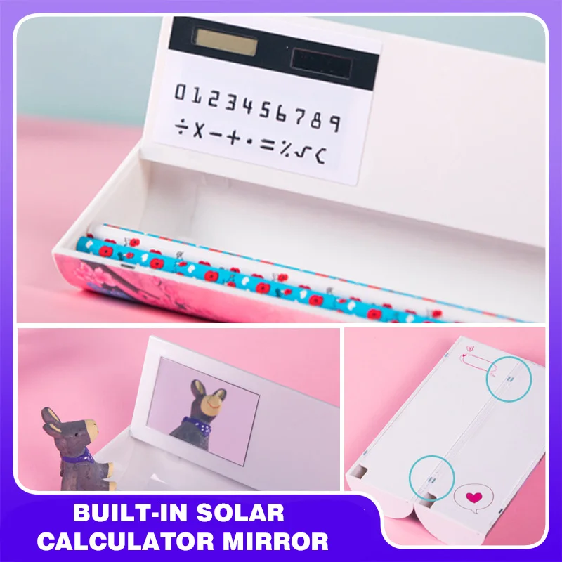 POSH DREAMS Cylindrical detachable two stationery boxes multi-function calculator male and female student pencil case