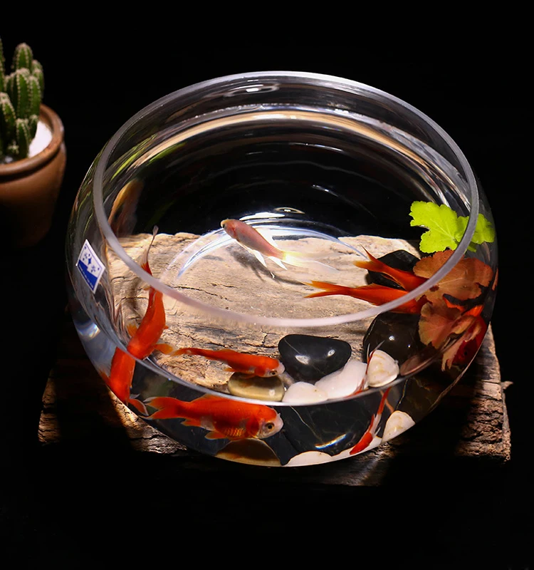 Wholesale Goldfish Bowl Small Round Clear Glass Fish Bowl Decoration Large Aquarium Tank