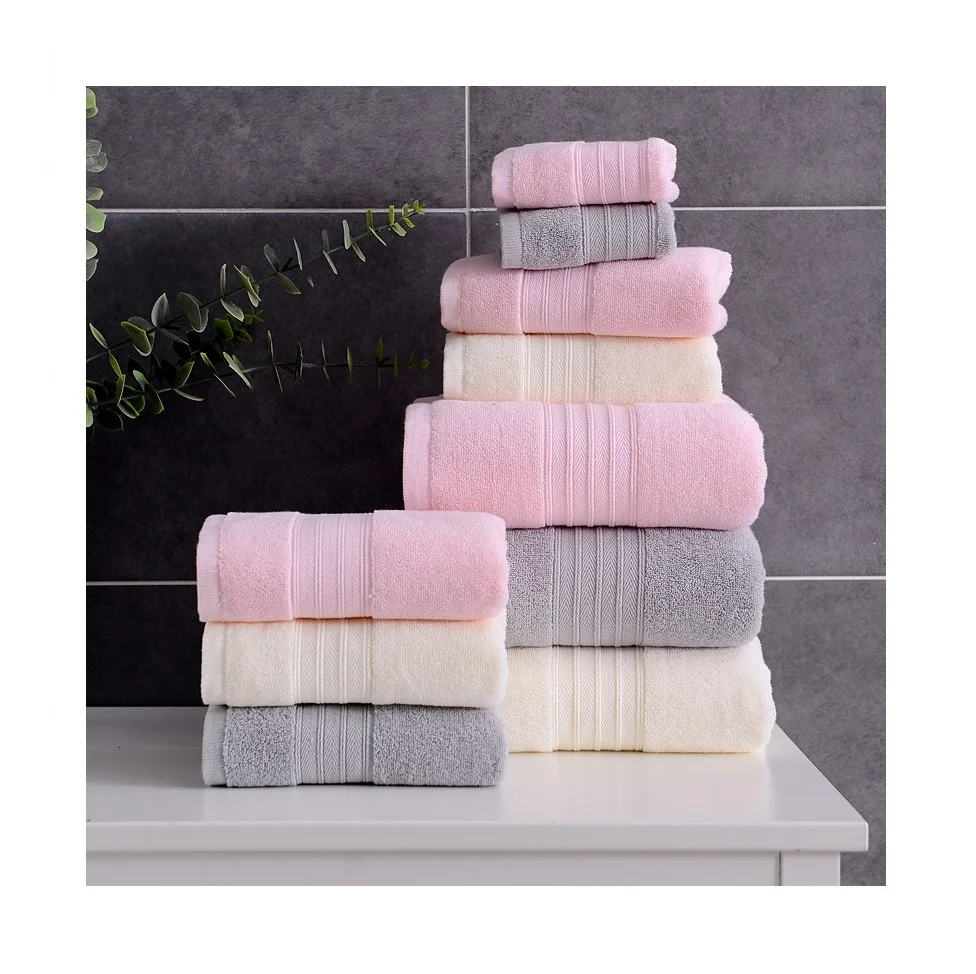 Wholesale Luxury Hotel Bath Towel Set 100% Cotton Plain Dobby Soft Comfortable Custom Logo Luxury Adult Size 500gsm 600gsm