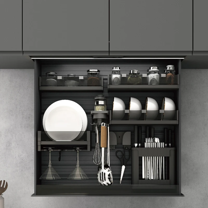 Kitchen cabinet accessories electric lift pull basket