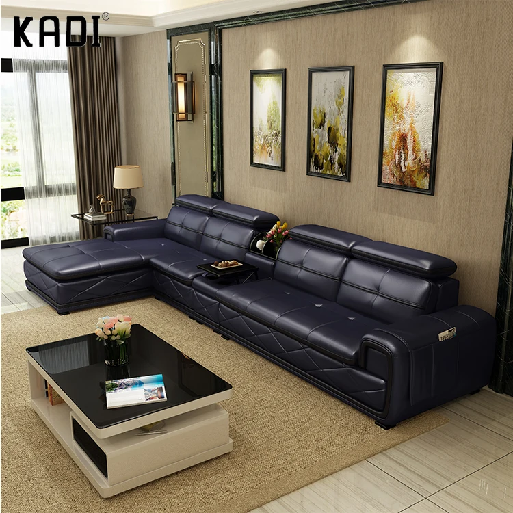 2021 Hot sell modern white leather sofa for living room with Wireless speaker function Italy leather sofa set
