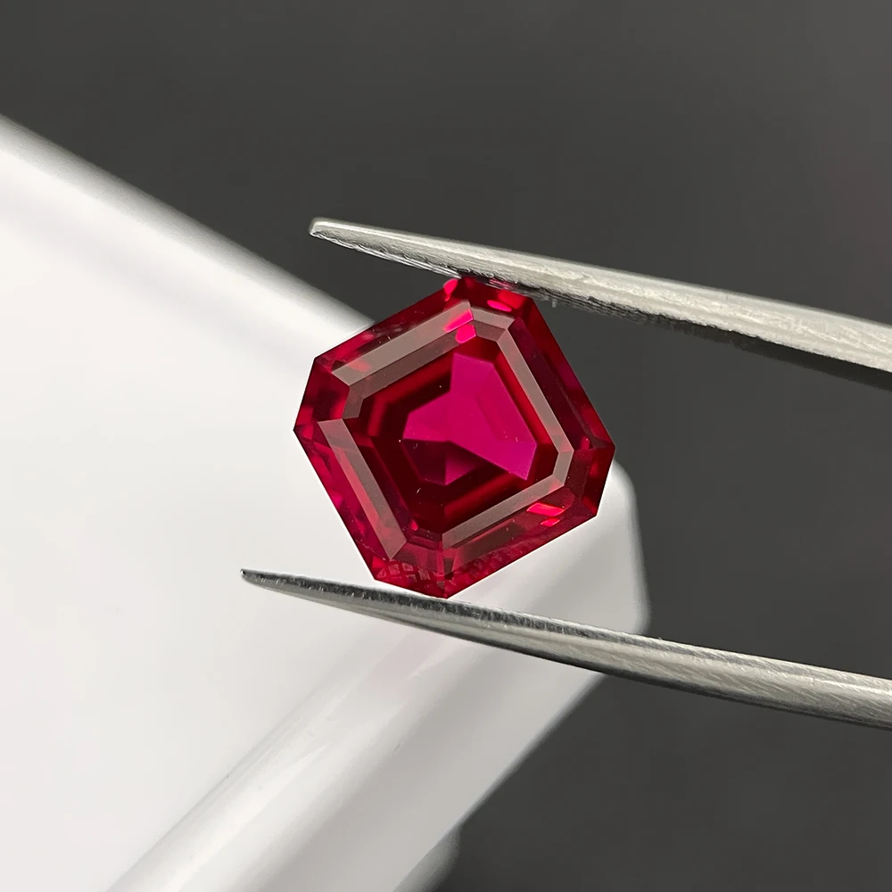 Wholesale Synthetic Ruby Gemstone Square Asscher 4x4mm-12x12mm Lab Created Ruby Loose Stone