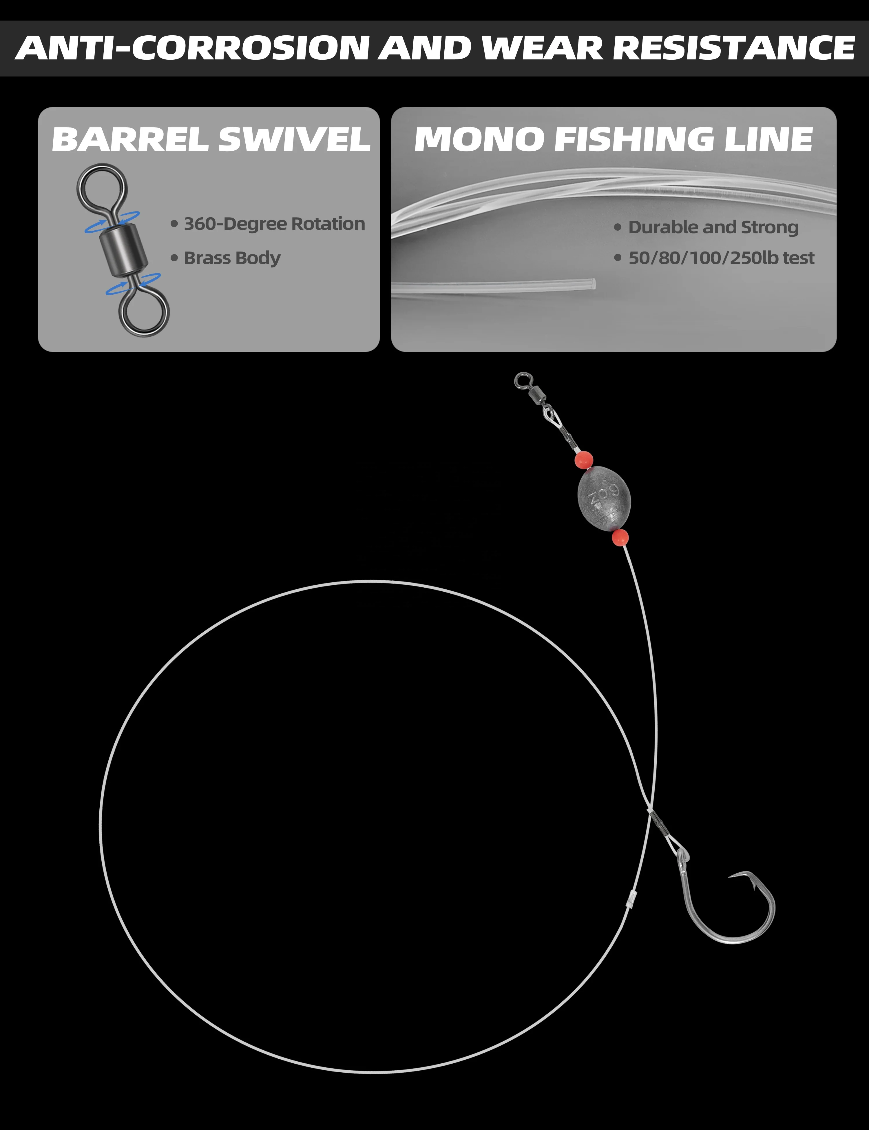 Fishing Egg Sinkers Weight Rigs Flounder Grouper Ready Rig