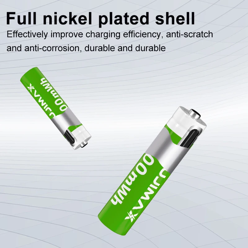 PUJIMAX  Type-C Rechargeable LI-ion Smart Chip Controller Battery set with 4 pcs 1100mwh Battery 3A 1.5V and 4 in 1 USB-C Cable