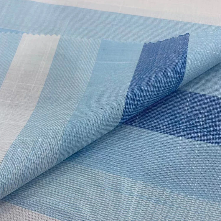 114Gsm Stripes Worsted Spandex Lightweight Shirt Woven Cotton Fabric Printed For