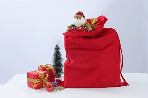 Wholesale Christmas Gift Bag Large Candy Gift Sack Christmas Velvet Drawstring Gift Bag Velvet Christmas Santa Sack