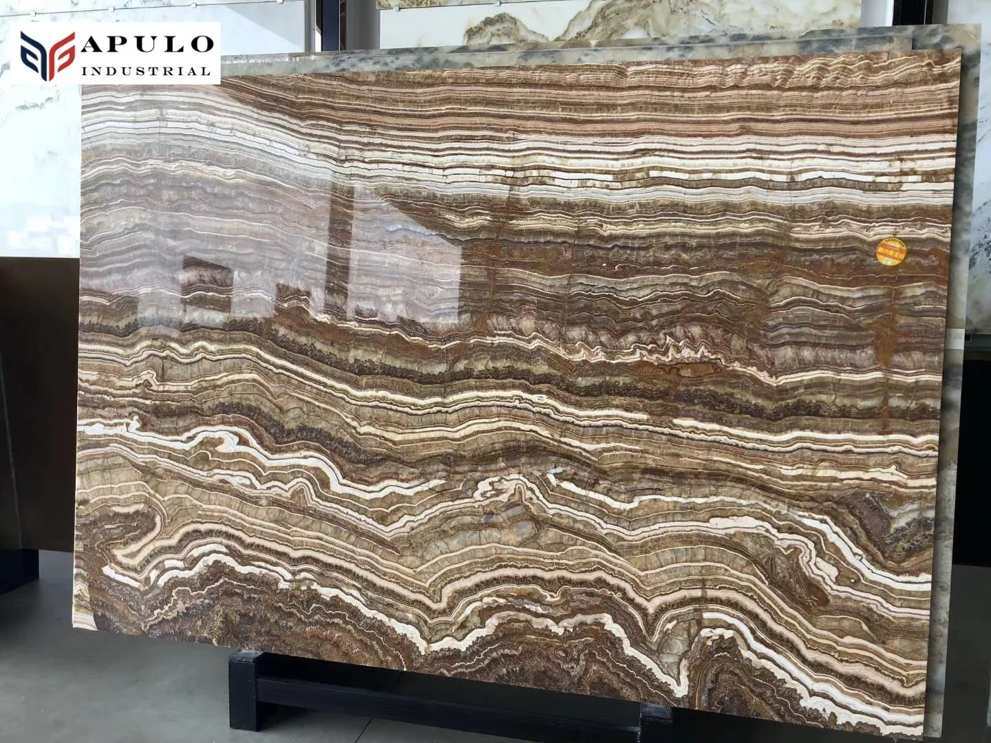 APOLOSTONE Tiger onyx Yellow Top Wall Style for  Home Decoration bookmatched Natural Color Material Origin Precious