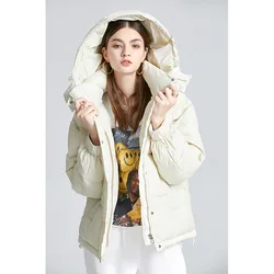 free shipping Wholesale Winter White Duck Down Jacket Women Short Thickened Bread Jacket Fashion Loose Hooded New Style coat