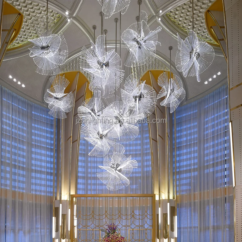Postmodern Large Spark Ball Chandelier Modern Stars for Home Hotel Restaurant Decor Remote Control Lights