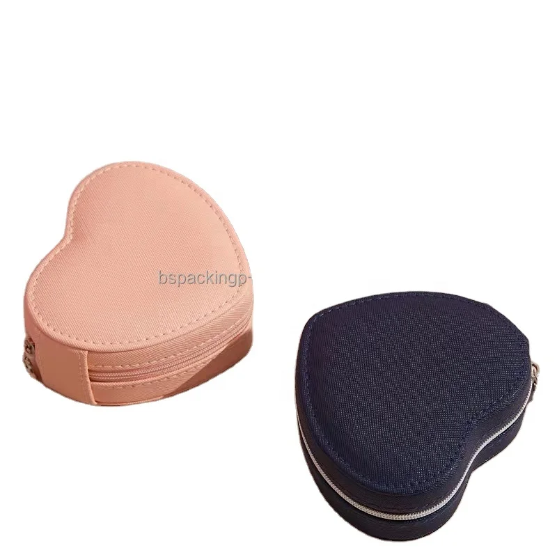2024 Modern Luxurious Travel Jewelry Box Portable Love-Shaped PU Leather Storage Box for Rings New Gift Box Style
