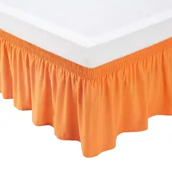 Pleated Three Sides Fabrics Wrap Around Style Egyptian  Elastic 15 inch Drop Dust Bed Skirt