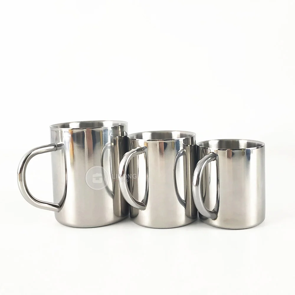 LIHONG 220ml 300ml Outdoor Camping Travel Portable Carabiner Mug with Handle Stainless Steel Double Wall Coffee Beer Cup Custom