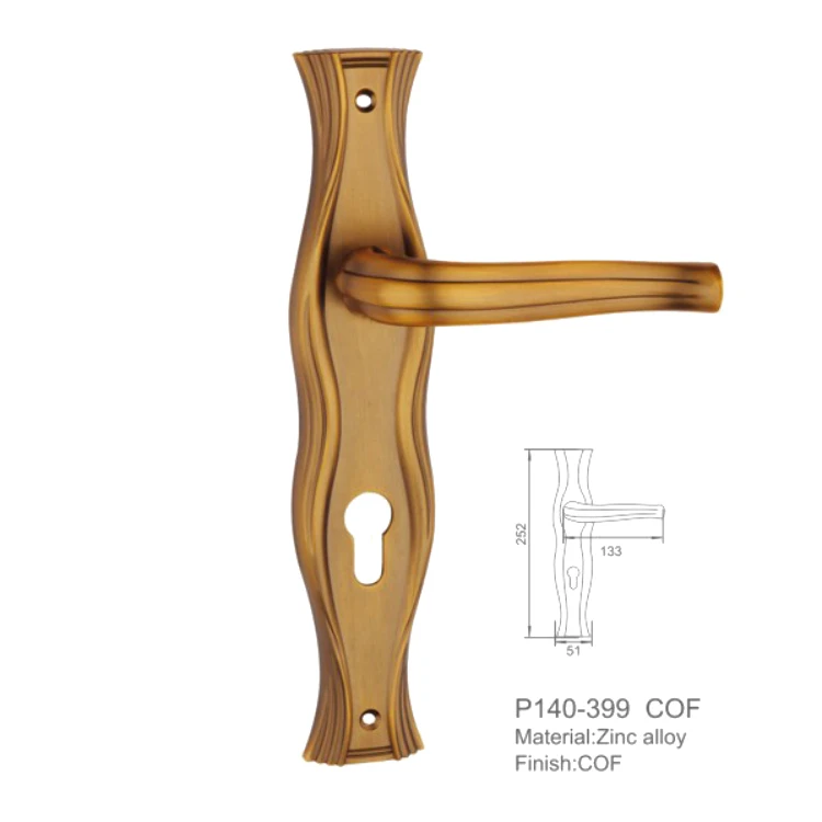 High Quality European Zinc Alloy Luxury Entrance Door Plate Handle for Wooden Door