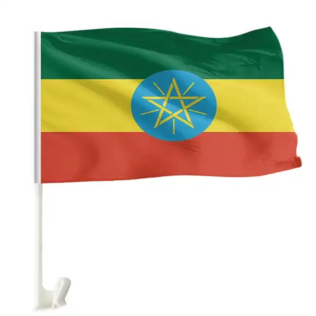Factory direct sales 30x45cm car window flag Ethiopia car flag