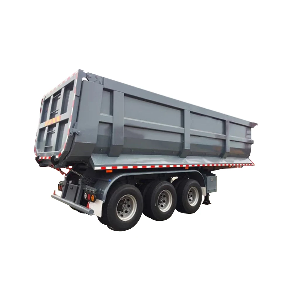 3 Axle U-Shape 40-60ton Aggregate Hydraulic Cylinder End Dumper Rear Dump Tipper Semi Truck Trailer