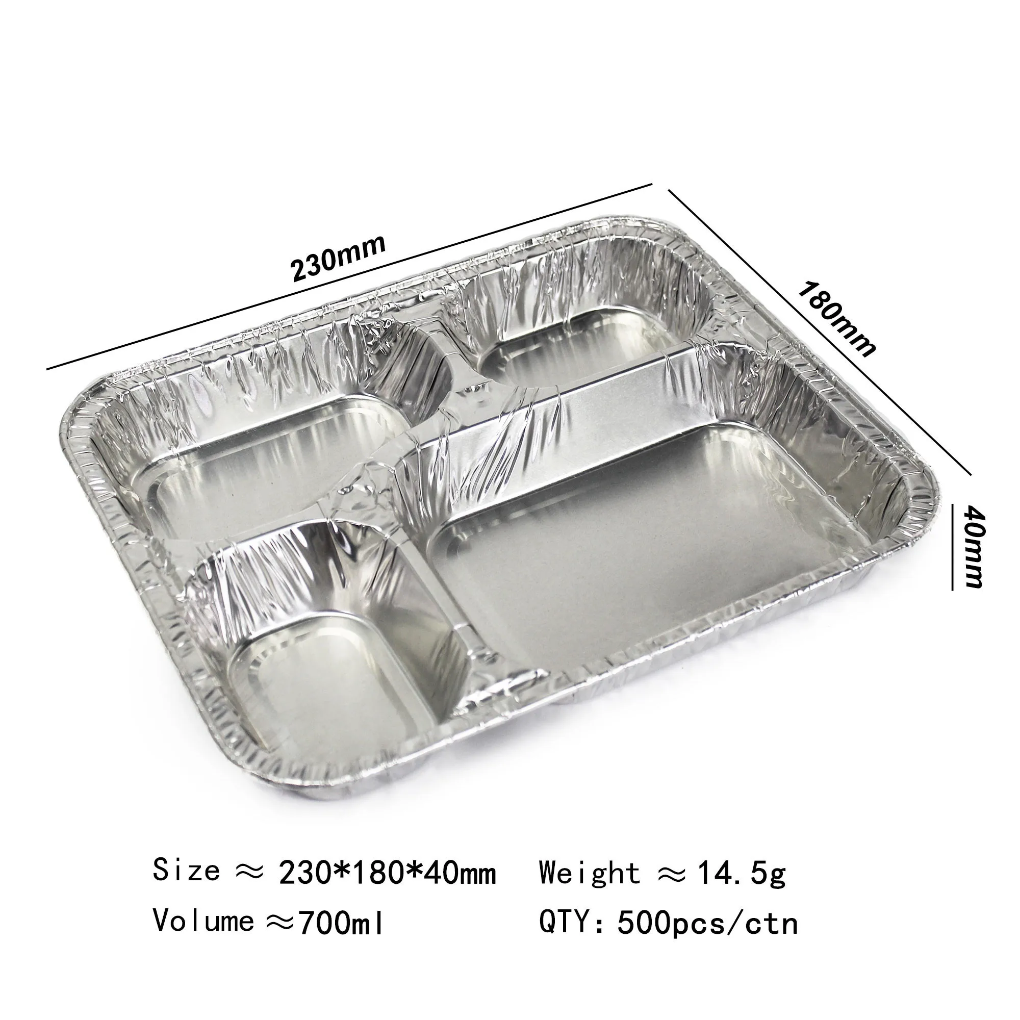 Disposable environmental protection household aluminum foil container 850 four grid plate