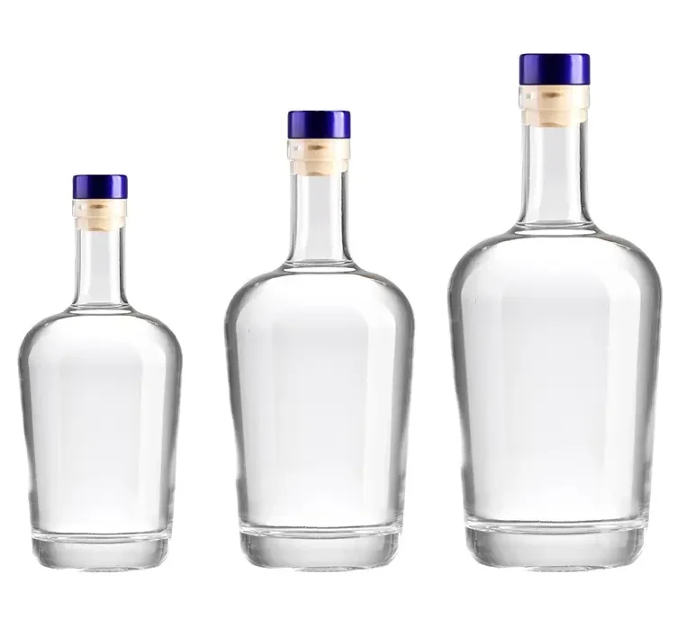 Custom clear round shape 375ml 500ml 750ml flint glass wine vodka  bottle  suppliers botella de vidrio