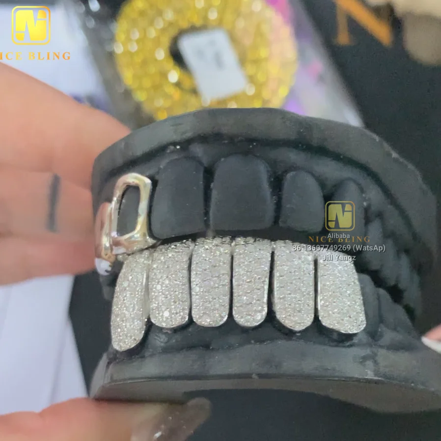 Finest Craftmanship GRILLZ EXPERT MANUFACTURER Top 6 Bottom 6 Rapper Jewelry Princess Cut Custom Moissanite Diamond Grillz