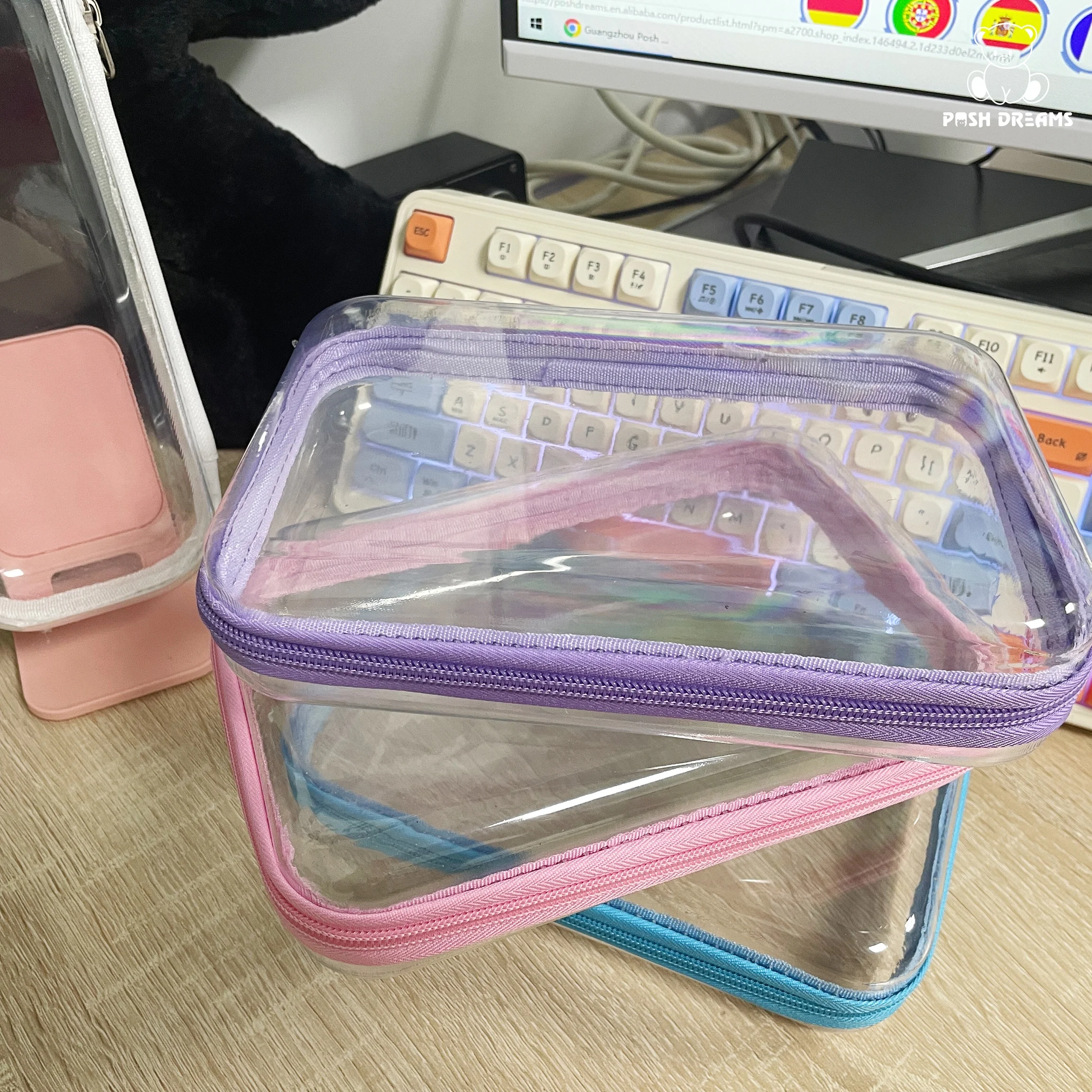 POSH DREAMS Zipper hard storage  hot pressed carry food storage box clear plastic toy case durability and safety