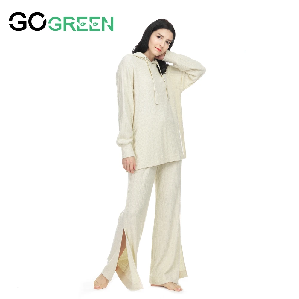 For Home Life New Style Long Sleeve Viscose Satin Homefitness Cotton Pajama