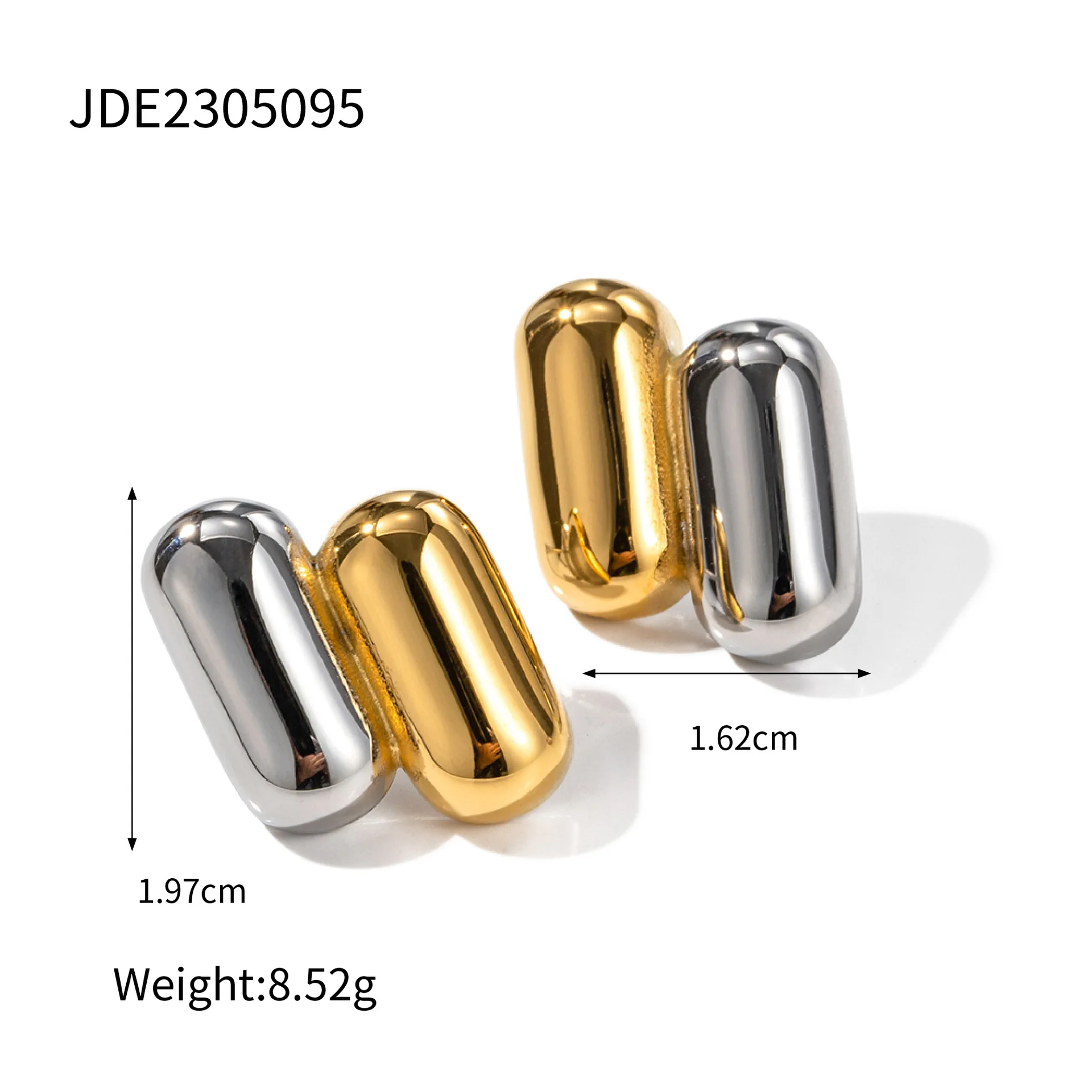 Lateefah OEM Stainless Steel Two-tone Jewelry Gold and Silver Color Matching Titanium Steel PVD Plated Stud Earrings