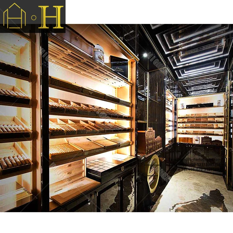 High quality wooden cigar room display furniture walk in humidor cigar cabinet