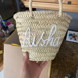 Personalized Bridal Party wedding Bridesmaid Gifts Beach straw monogrammed bag