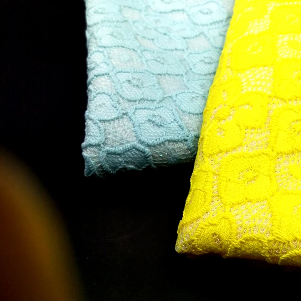 Shiny Multi Color Blue Flower Pattern Embroidery Lace Fabric In Stock