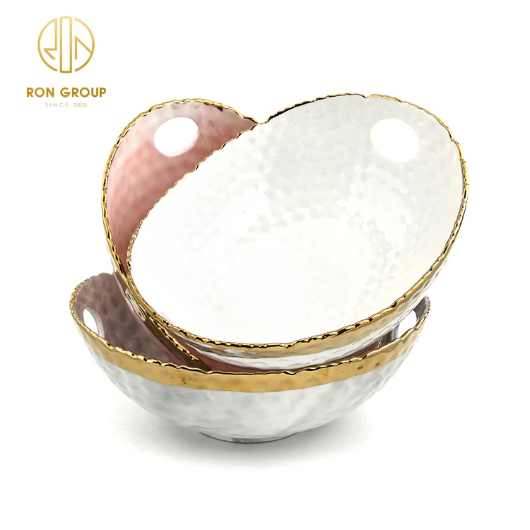 Nordic Unique gold rimmed porcelain plate marble dinnerware set round Western Ceramic cheap plates