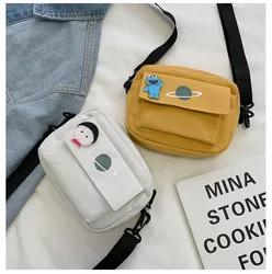 2021 Ins New Korean Version of the Wild Casual Girl Broadband One Shoulder Crossbody Small Messenger Canvas Bag