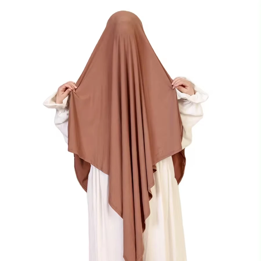 Mowing OEM Fashion Islamic Clothing Bamboo Jersey Tieback Khimar Fabric Elastic Long Hijab Khimar