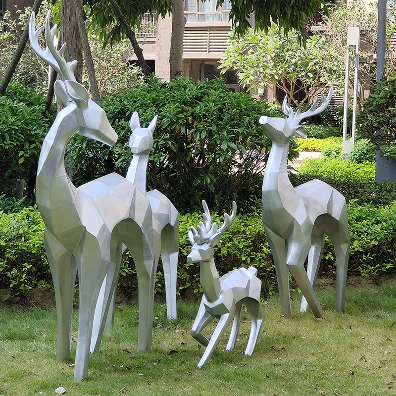 Outdoor Park Decoration Stainless Steel Art Garden Decoration Life Size Animal Statues
