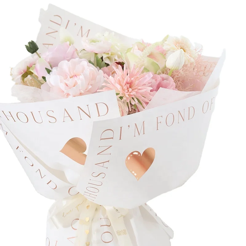 Korean heart desgin florist waterproof wrapping paper for flower bouquet